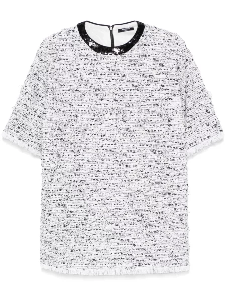 Top Balmain tweedowy biały