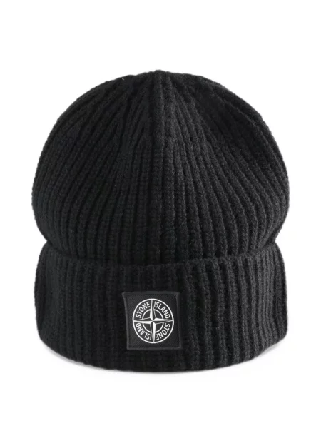 Μάλλινος σκούφος Stone Island πέτρες μαύρο