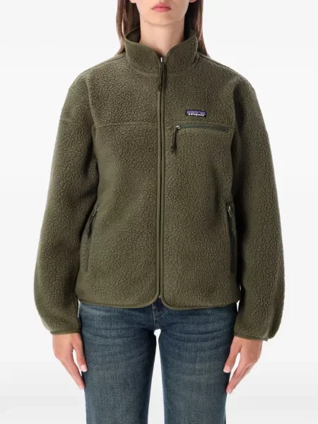 Geacă Patagonia din fleece cu autograf verde