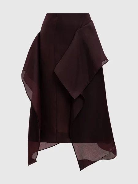 Спідниця міді Nina із шовку Khaite бордова