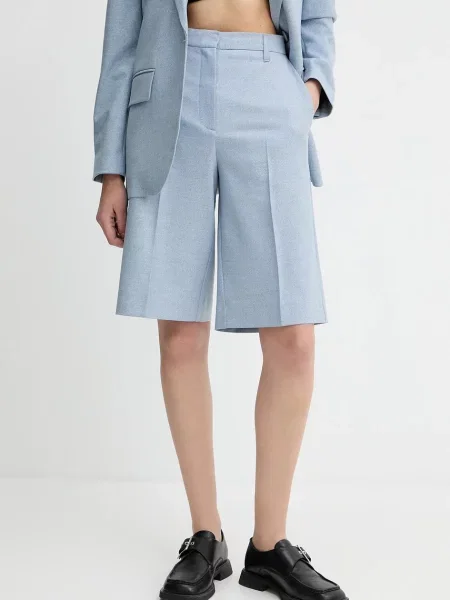 Remain pantaloni scurți melanj high waist albastru