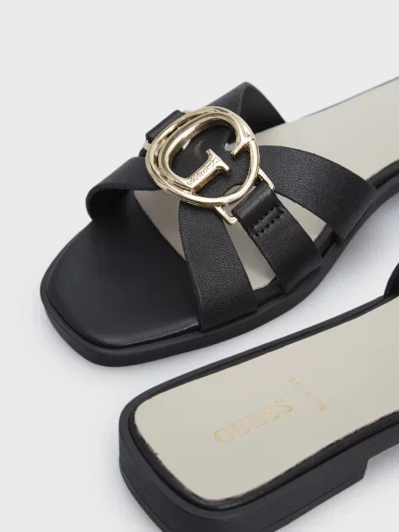 Шкіряні шльопанці Guess чорні