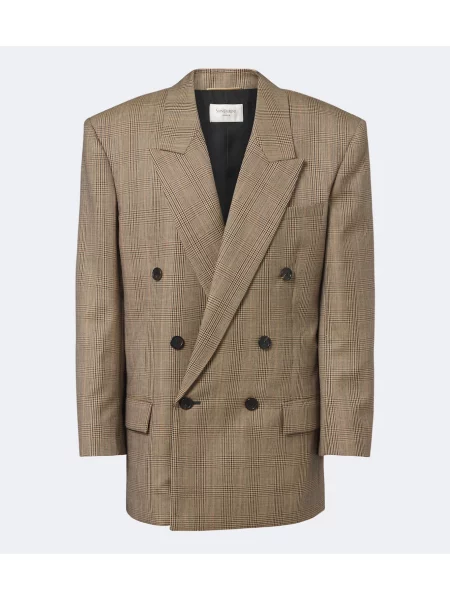 Sacou Saint Laurent de lână cu două rânduri de nasturi bej