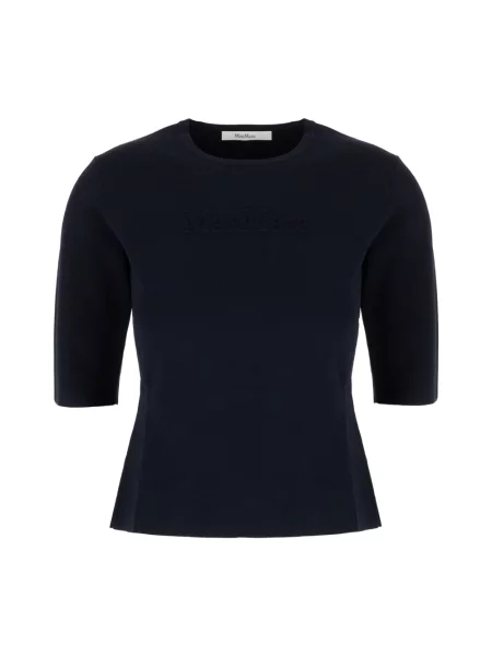Sweter Max Mara z krótkim rękawem niebieski