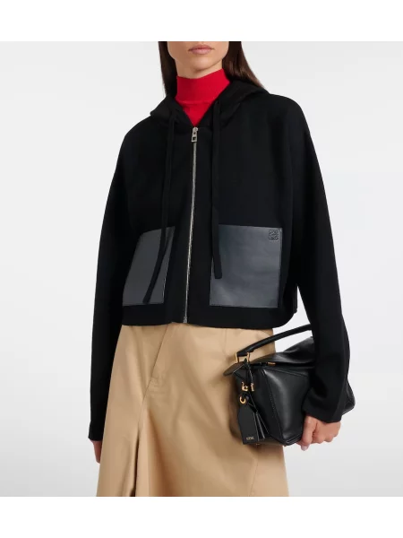 Hanorac cu glugă Loewe din piele negru