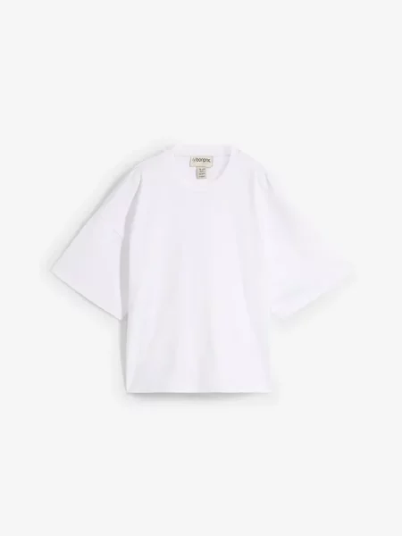 Krótki T-shirt oversize z czystej grubej bawełny organicznej biała
