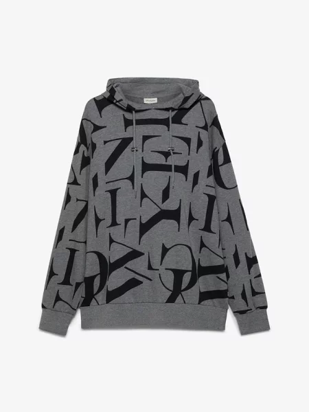 Bluza z kapturem loose fit szara