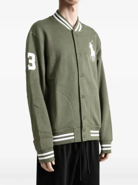 Geacă Polo Ralph Lauren cu broderie din fleece negru
