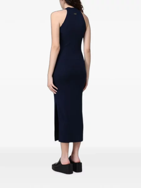Плетена миди рокля Ea7 Emporio Armani с халтер деколте синьо
