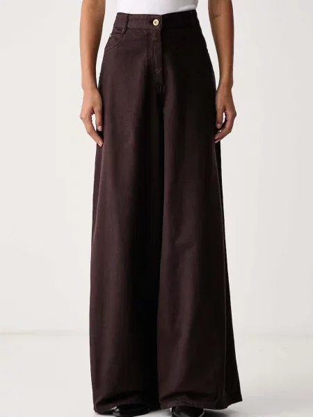 Sessun blugi wide leg pentru femei DALT maro