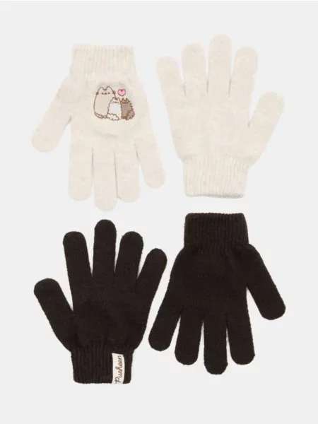 Sinsay Rukavice s výšivkou Pusheen the Cat 2 pack béžová