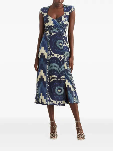 Костюм миди рокля Ralph Lauren Collection до коляното синьо