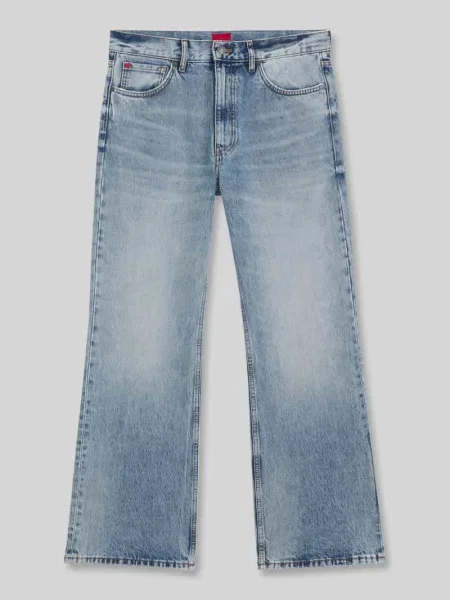 Jeansy o kroju tapered fit z czystej bawełny w stylu 5 kieszeni Hugo niebieski