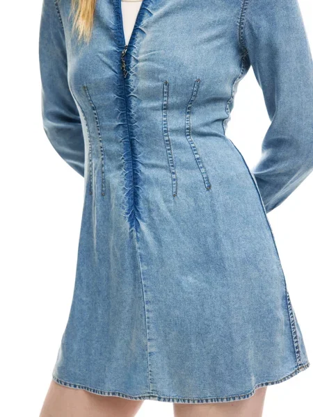 Rochie din denim Desigual albastru