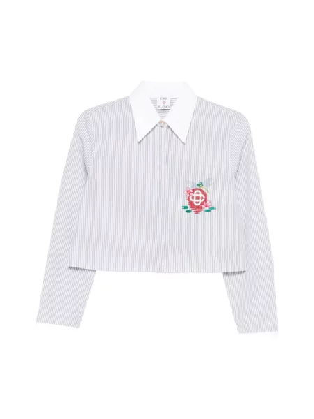 Koszula Casablanca w paski o krotszym kroju biała