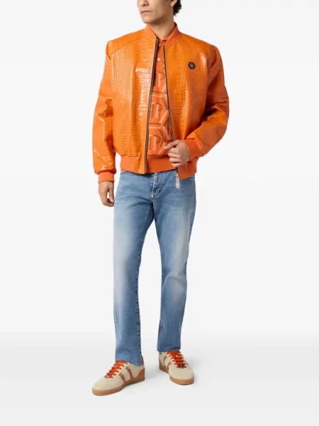 Geanta de piele Philipp Plein portocaliu