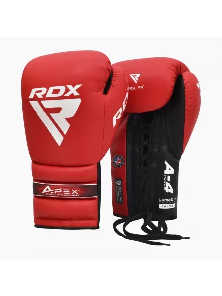 Rękawice bokserskie RDX Apex Lace Up Training Sparring Boxing red czerwone