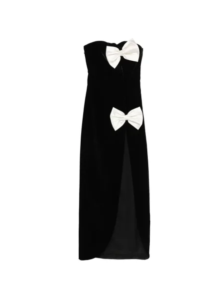 Rochie Alessandra Rich cu funde cu crăpătură de costum negru