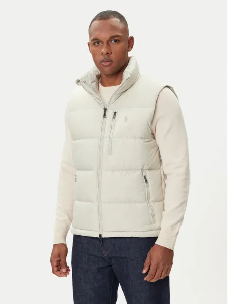 Бебешки елек Polo Ralph Lauren зимен модел бежово