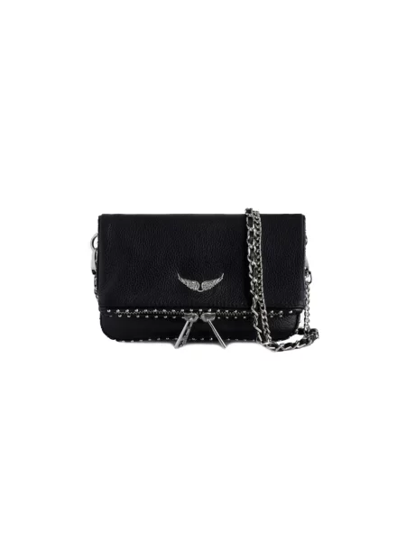 ZADIG&VOLTAIRE torebka skórzana ROCK NANO GRAINED LEATH STUDS czarna