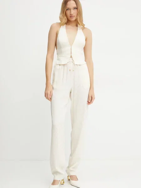 Брюки Elisabetta Franchi с высокой посадкой бежевые