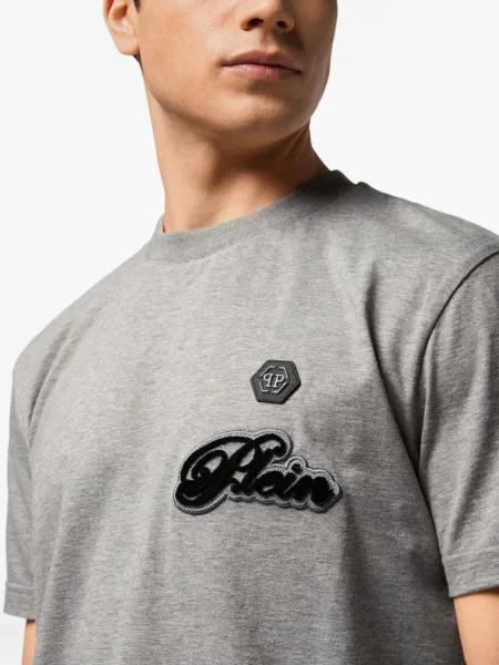 Tricou Philipp Plein cu broderie gri