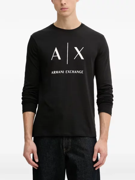Lung tricou Armani Exchange cu imagine negru