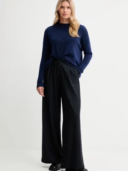 Sessun sweter z dodatkiem wełny z alpaki granatowy lekki