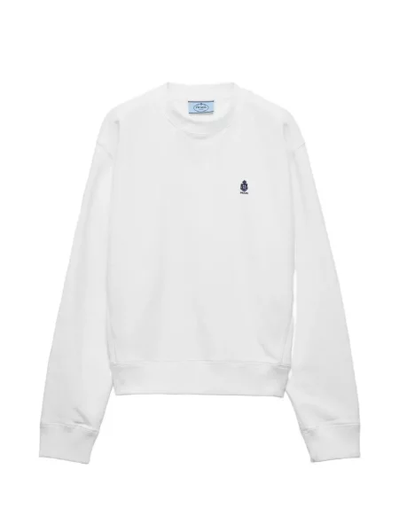 Hanorac crewneck Prada cu decolteu rotund alb