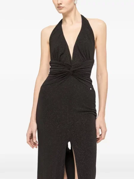 Rochie maxi Nissa cu spatele deschis de costum negru