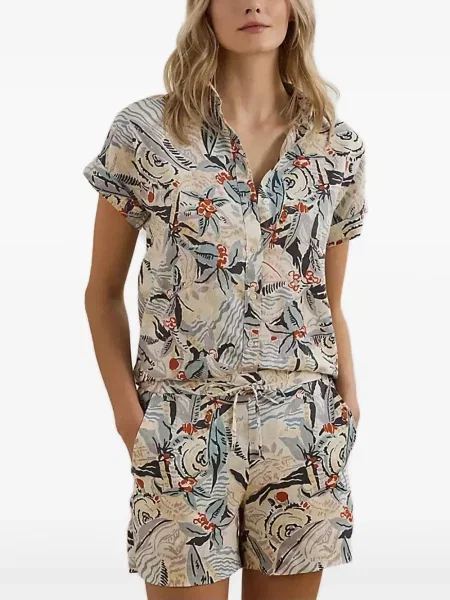 Top Lauren Ralph Lauren cu model floral cu imagine scurt alb