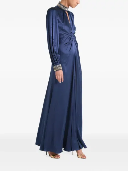 Rochie maxi Temperley London de mătase albastru