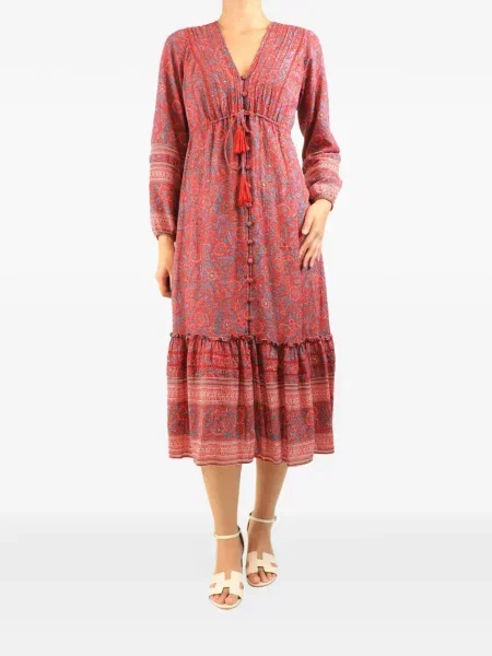 Rochie midi Veronica Beard cu model floral cu imagine roșu