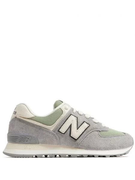 Sneakerși New Balance 574 cu șireturi din dantelă gri