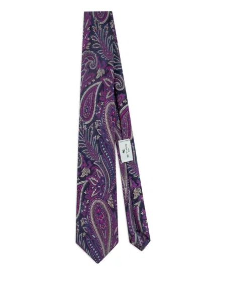 Cravată Etro de mătase cu model paisley violet