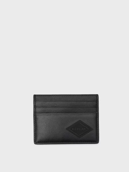 Шкіряний гаманець Replay чорний
