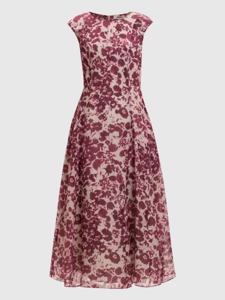 Сукня SMMPEONIE з рамі в квітковий принт Max Mara бежева