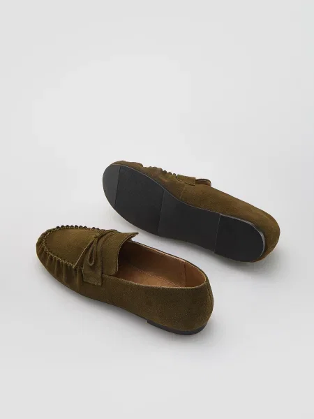 Кожаные мокасины Reserved зеленые