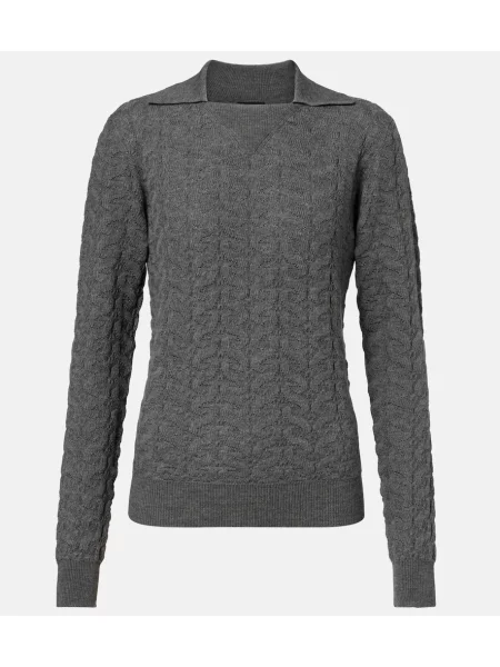 Tricou polo Etro de lână gri