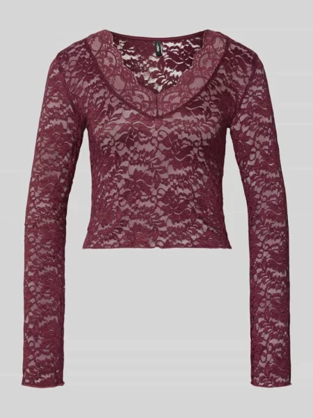 Bluzka z długim rękawem o kroju slim fit w koronkowej siateczce model NIKKA' Only