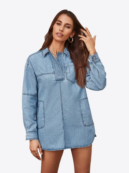 Imily Bela Bluză denim albastru