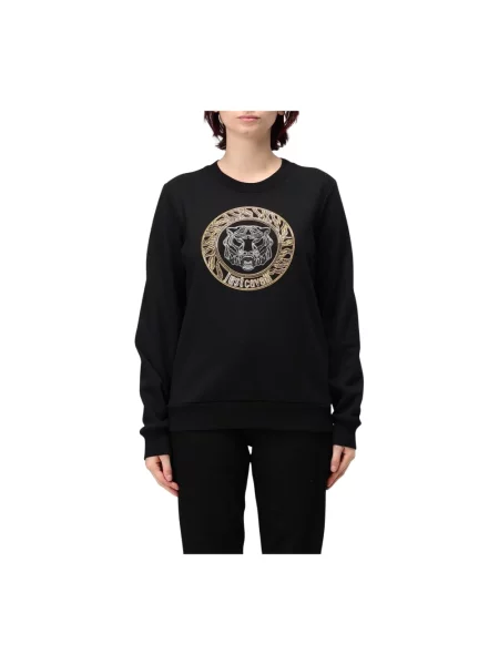 Bluza nierozpinana Just Cavalli z nadrukiem z okrągłym dekoltem czarna