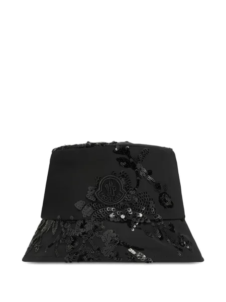 Pălărie Moncler cu paiete cu model floral negru
