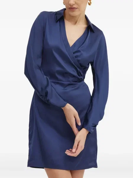 Kołnierzykowy sukienka mini Guess kopertowa niebieska