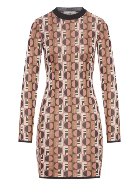 Rochie Fendi cu imprimeu geometric de costum roz