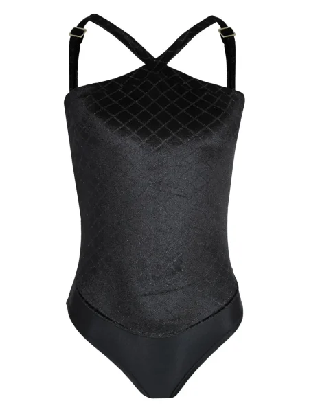 Body Amir Slama cu gât halter stretch negru
