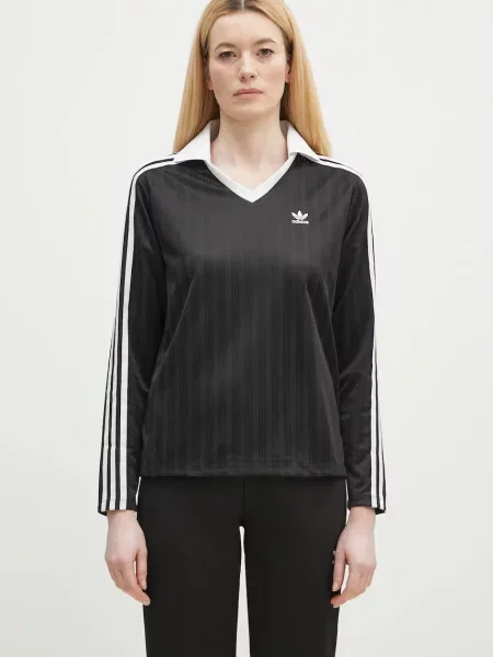Koszulka Adicolor Football Jacquard V-Neck Long Sleeve Polo czarne