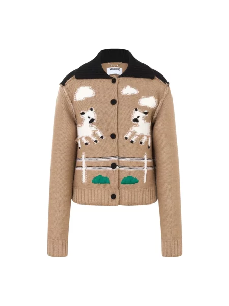 Kardigan Moschino wełniany beżowy