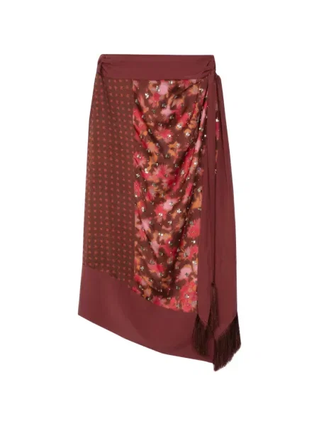 Fustă midi 3.1 Phillip Lim cu model floral roșu