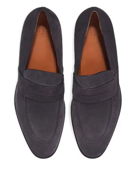 Pantofi loafer Zegna din piele de căprioară gri